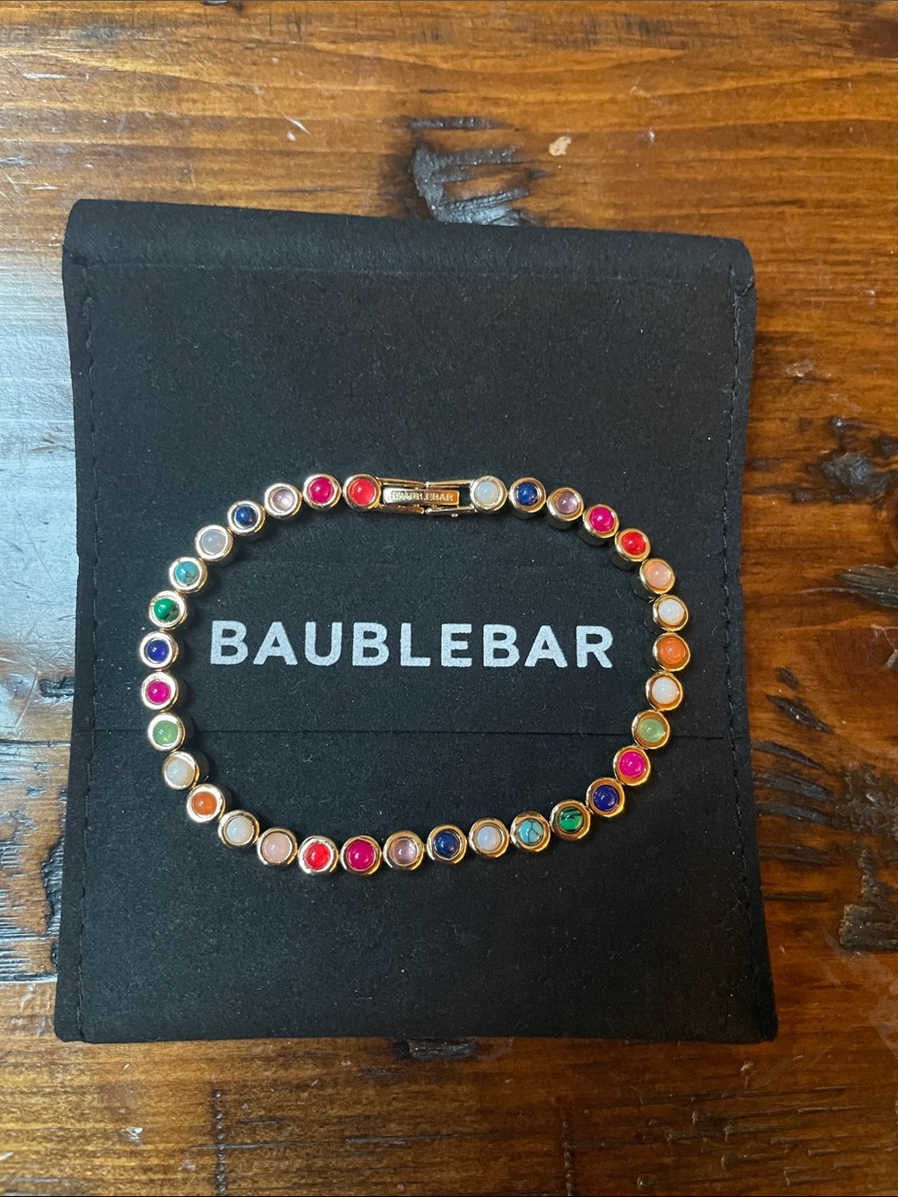 BaubleBar Nina Multicolor Gold-Tone Crystal Tennis Bracelet